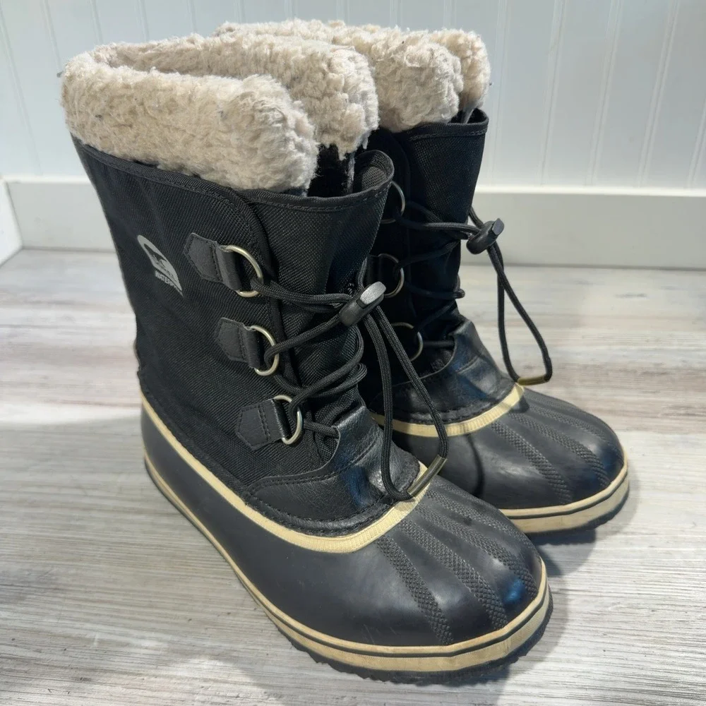 Sorel Kids Yoot Pac Nylon Waterproof Snow Boots Black NY1879-010 Size 6